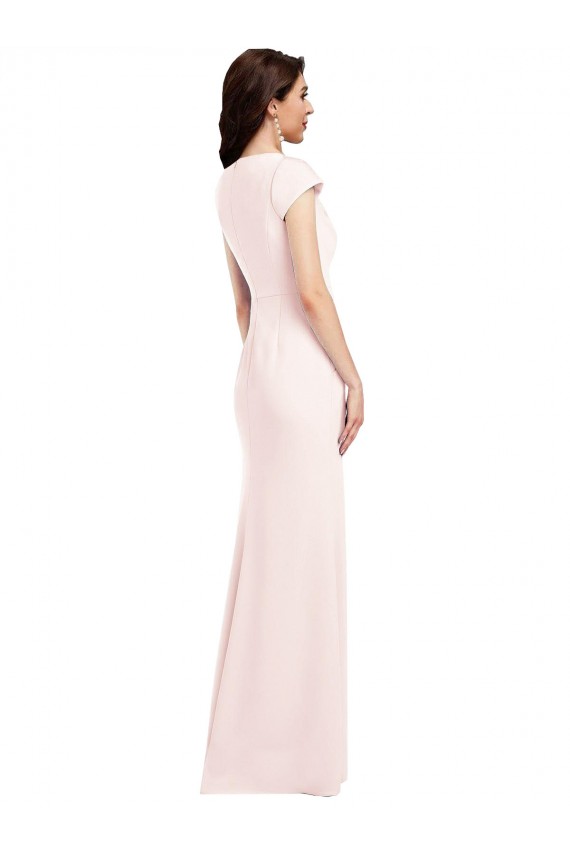 Cap Sleeve A-Line Formal Crepe Bridesmaid Dress / Prom Dress with Pockets for Sale