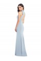 Halter Bow Neck Open Back Soft Full Length Trumpet Bridesmaid Dress / Prom Dress for Sale