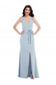 Open Back Halter Maxi Formal Crepe Bridesmaid Dress / Prom Dress with Draped Bow for Sale