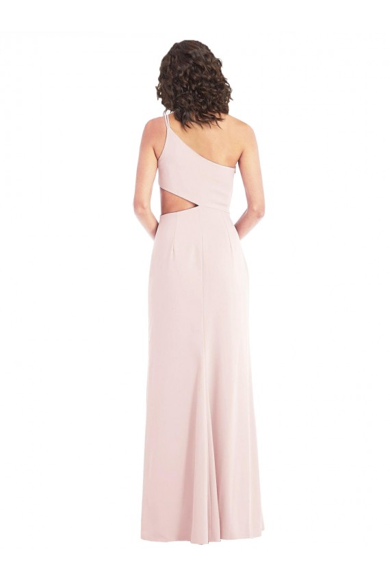 Flirty One Shoulder Midriff Cutout Maxi Formal Crepe Bridesmaid Dress / Prom Dress for Sale