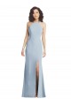 High Neck Halter Formal Crepe Bridesmaid Dress / Prom Dress with Twist Criss Cross Back for Sale