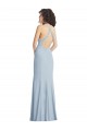 High Neck Halter Formal Crepe Bridesmaid Dress / Prom Dress with Twist Criss Cross Back for Sale