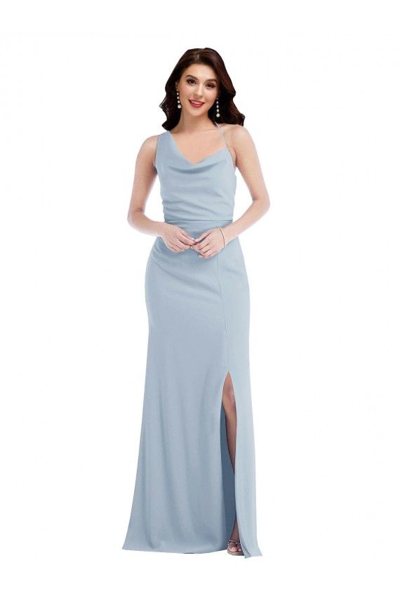 One Shoulder Draped Cowl Neck Maxi Bridesmaid Dress / Prom Dress for Sale