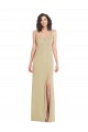 Wide Strap Slash Cutout Empire Formal Crepe Bridesmaid Dress / Prom Dress with Front Slit for Sale