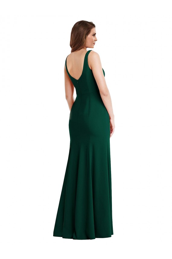 Square Neck Trumpet Maxi Bridesmaid Dress / Prom Dress with Front Slit for Sale