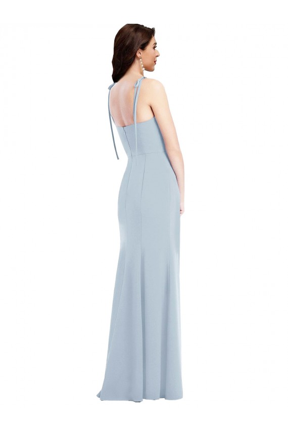 Bustier Style Crepe Bridesmaid Dress / Prom Dress with Bow Straps for Sale