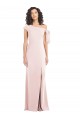 Off the Shoulder Tie Detail Trumpet Formal Crepe Bridesmaid Dress / Prom Dress with Front Slit for Sale