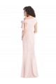 Off the Shoulder Tie Detail Trumpet Formal Crepe Bridesmaid Dress / Prom Dress with Front Slit for Sale
