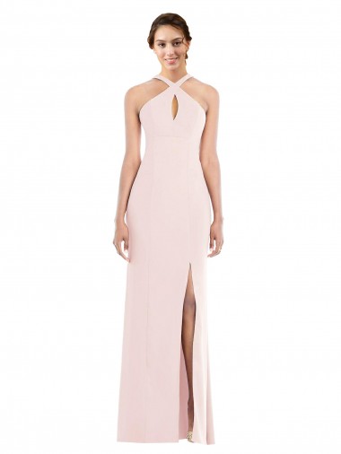 Criss Cross Halter Princess Line Trumpet Formal Crepe Bridesmaid Dress / Prom Dress for Sale