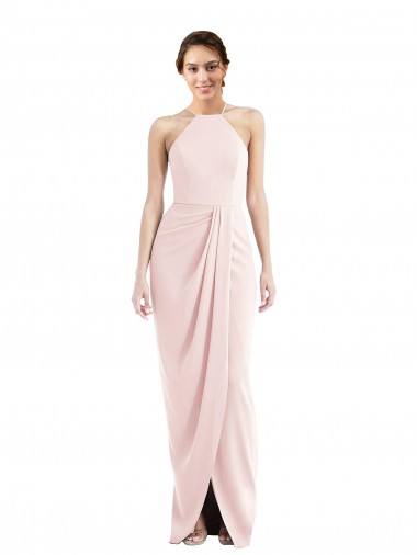 Halter Draped Tulip Skirt Maxi Bridesmaid Dress / Prom Dress for Sale