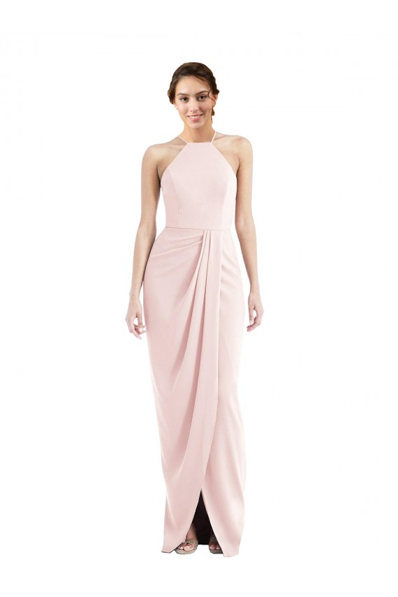 Halter Draped Tulip Skirt Maxi Bridesmaid Dress / Prom Dress for Sale