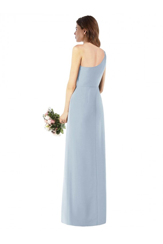 One Shoulder Crepe Trumpet Bridesmaid Dress / Prom Dress with Front Slit for Sale