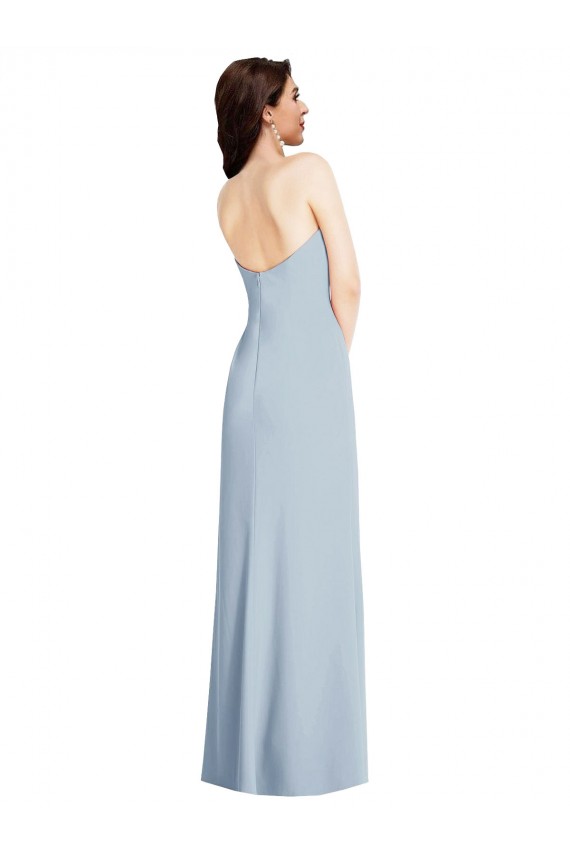 Strapless Scoop Back Maxi Formal Crepe Bridesmaid Dress / Prom Dress with Front Slit for Sale