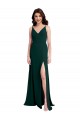Slim A-Line V-Neck Full Length Formal Crepe Bridesmaid Dress / Prom Dress with Side Slit for Sale