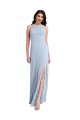 Fit and Flare High Neck Formal Crepe Bridesmaid Dress / Prom Dress with Side Slit for Sale