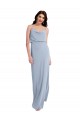 Draped Cowl Neck Long Formal Crepe Bridesmaid Dress / Prom Dress with Spaghetti Straps for Sale