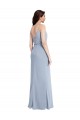 Draped Cowl Neck Long Formal Crepe Bridesmaid Dress / Prom Dress with Spaghetti Straps for Sale