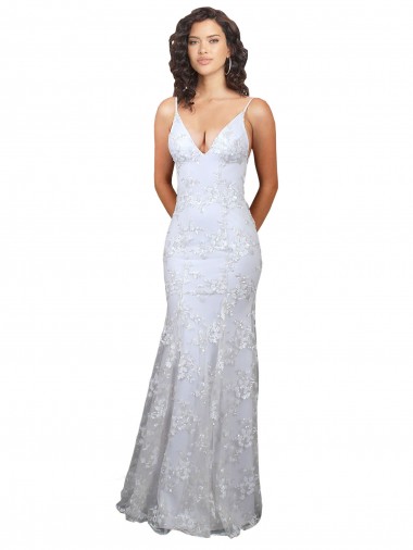V-Neckline Backless Floral Patterned Sequin Formal Bridesmaid Dress / Prom Dress for Sale
