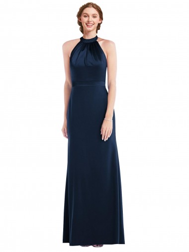 High Neck Open Back Long Maxi Bridesmaid Dress / Prom Dress for Sale
