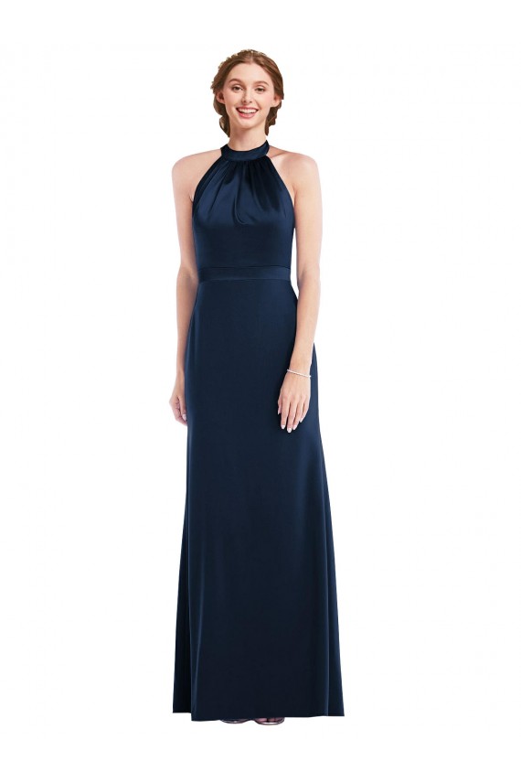 High Neck Open Back Long Maxi Bridesmaid Dress / Prom Dress for Sale