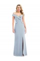 Off the Shoulder Tuxedo Maxi Bridesmaid Dress / Prom Dress with Front Slit for Sale