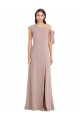 Off the Shoulder Tie Detail Maxi Formal Crepe Bridesmaid Dress / Prom Dress with Front Slit for Sale