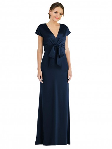 Soft Bow Blouson Bodice Trumpet Formal Crepe Bridesmaid Dress / Prom Dress for Sale