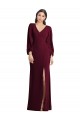 Long Puff Sleeve V-Neck Trumpet Bridesmaid Maxi Dress for Sale