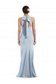 Cutout Open Back Halter Maxi Formal Crepe Bridesmaid Dress / Prom Dress with Scarf Tie for Sale