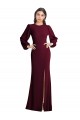 Puff Sleeves Long Maxi Briddesmaid Dress with Cutout Tie Back for Sale