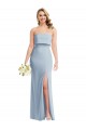 Strapless Overlay Bodice Crepe Maxi Bridesmaid Dress / Prom Dress with Front Slit for Sale