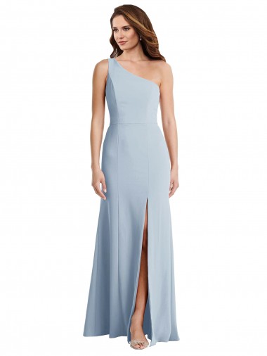Bold One Shoulder Trumpet Maxi Formal Crepe Bridesmaid Dress / Prom Dress for Sale