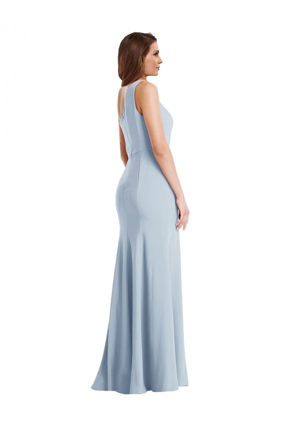 Bold One Shoulder Trumpet Maxi Formal Crepe Bridesmaid Dress / Prom Dress for Sale