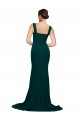 Fitted Square Neck Long Crepe Bridesmaid Dress / Prom Dress with Train and Side Split for Sale