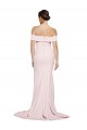 Off Shoulder Long Formal Crepe Bridesmaid Dress / Prom Dress with Straight Neckline and Side Split for Sale