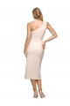 Midi Length One Shoulder Formal Crepe Bridesmaid Dress / Cocktail Prom Dress with Thigh High Side Split for Sale