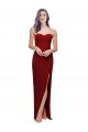 Straight Pencil Skirt Long Sweetheart Formal Crepe Bridesmaid Dress / Prom Dress with High Side Split for Sale
