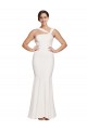 Full Length Square Neck Formal Crepe Bridesmaid Dress / Prom Dress with Asymmetrical Straps and Bow Back for Sale