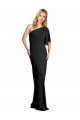 Pleated One Shoulder Flutter Sleeves Slim Formal Crepe Bridesmaid Dress / Prom Dress for Sale