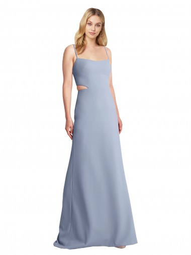 Feminine Scoop Neckline Long Crepe Slip Bridesmaid Dress / Prom Dress  for Sale