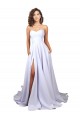 Simple Sweetheart A-Line Long Crepe Beach Wedding Dress with Front Slit for Sale