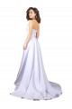 Simple Sweetheart A-Line Long Crepe Beach Wedding Dress with Front Slit for Sale
