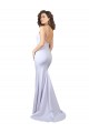 Simple Mermaid V-Neck Long Crepe Beach Wedding Dress with Right Slit for Sale