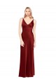Full Length Long Formal Stretch Satin Slip Bridesmaid Dress / Prom Dress V-Back for Sale