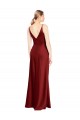 Full Length Long Formal Stretch Satin Slip Bridesmaid Dress / Prom Dress V-Back for Sale