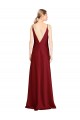 Floor Length Deep V-Back Formal Stretch Satin Bridesmaid Dress / Prom Dress with Front Slit for Sale