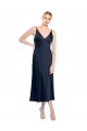 V-Neck Midi Length Short Cocktail Formal Stretch Satin Bridesmaid Dress / Prom Dress V-Back for Sale