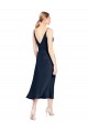 V-Neck Midi Length Short Cocktail Formal Stretch Satin Bridesmaid Dress / Prom Dress V-Back for Sale