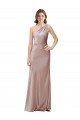 One Shoulder Black-Tie Floor Length Long Formal Stretch Satin Bridesmaid Dress / Prom Dress for Sale
