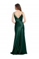 High V-Neck Long Full Length Sheath Formal Stretch Satin Bridesmaid Dress / Prom Dress for Sale